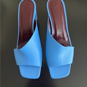 STAUD Blue Leather Mules